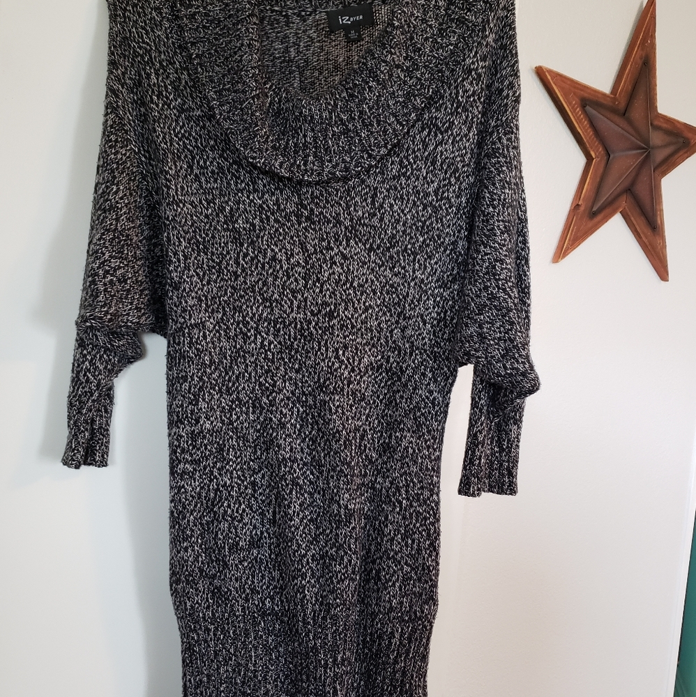 Black and white knit sweater dress